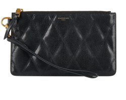 Givenchy Quilted Wristlet, Leather, Black, 2BA0159, 3*